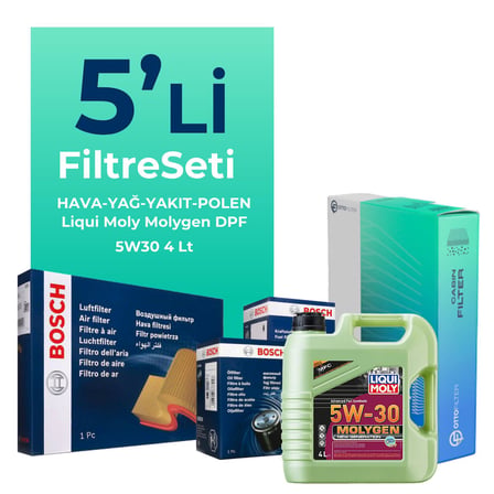 BOSCH Volkswagen Polo 1.4 Dizel Filtre Bakım Seti Liqui Moly Motor Yağlı (2001-2009) 5 Li
