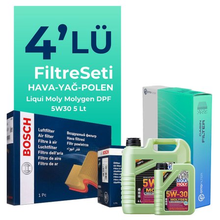 Bosch Chevrolet Cruze 1.6 Benzin Filtre Bakım Seti Liqui Moly Motor Yağlı (2009-2014) 4 Lü