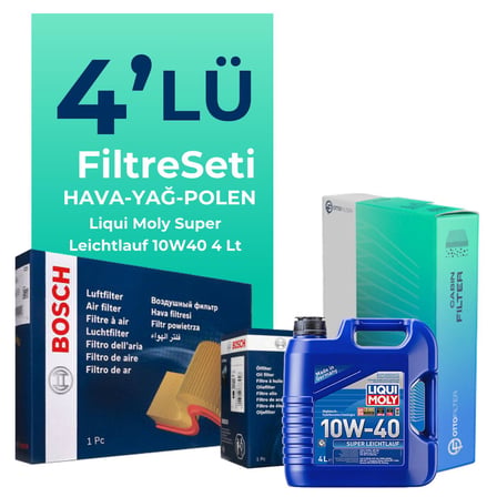 BOSCH Fiat Albea 1.2 Benzinli Filtre Bakım Seti Liqui Moly Motor Yağlı (2002-2008) 4 Lü