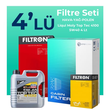 Filtron Fiat Grande Punto 1.4 Benzinli Filtre Bakım Seti Liqui Moly Motor Yağlı (2005-2013) 4 Lü