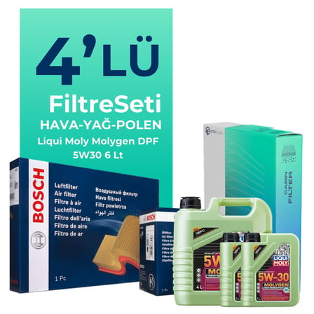 BOSCH Kia Rio 1.4 Dizel Filtre Bakım Seti Liqui Moly Motor Yağlı (2011-2017) 4 Lü