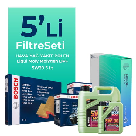 BOSCH Kia Venga 1.4 Dizel Filtre Bakım Seti Liqui Moly Motor Yağlı (2010-2014) 5 Li