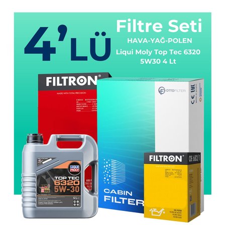 Filtron Opel Crossland 1.2 Turbo Benzinli Filtre Bakım Seti Liqui Moly Motor Yağlı (2017-2024) 4 Lü
