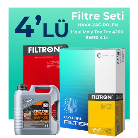 Filtron Opel Meriva 1.3 Dizel Filtre Bakım Seti Liqui Moly Motor Yağlı (2003-2010) 4 Lü