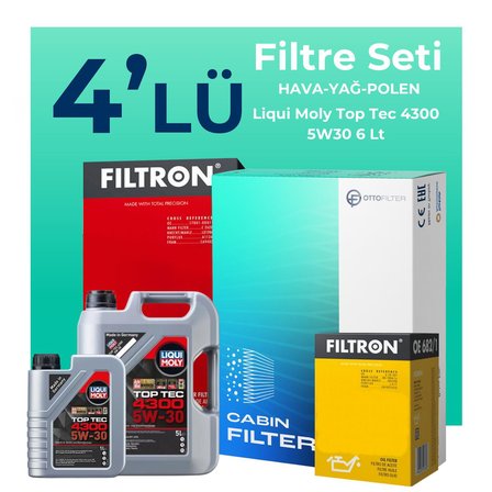 Filtron Renault Talisman 1.3 Benzin TCe Filtre Bakım Seti Liqui Moly Motor Yağlı (2020-2024) 4 Lü
