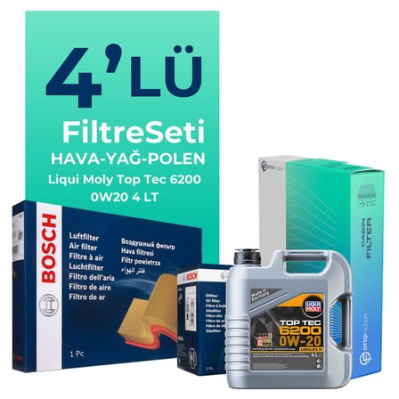 BOSCH Skoda Karoq 1.0 TSi Filtre Bakım Seti Liqui Moly Motor Yağlı (2017-2019) 4 Lü