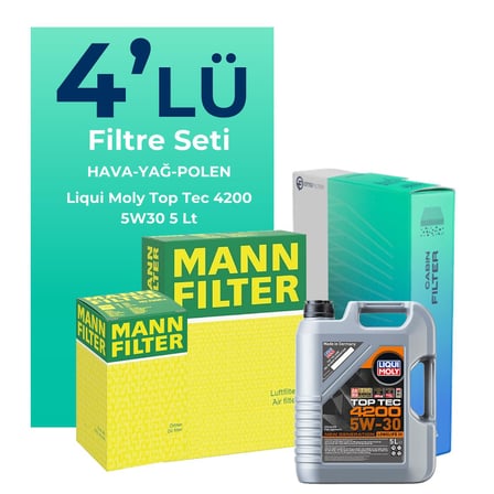 MANN Alfa Giulietta 1.6 Dizel 105 HP Filtre Bakım Seti Liqui Moly Motor Yağlı (2010-2015) 4 Lü