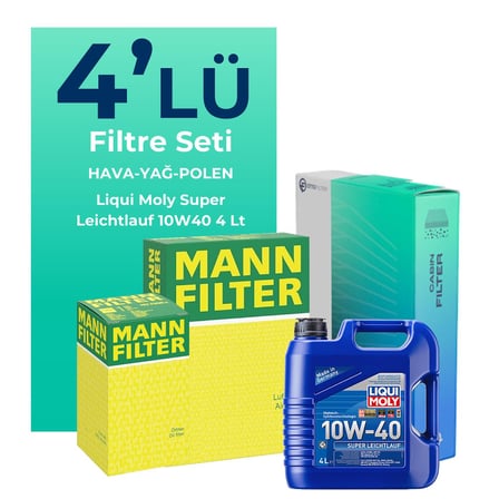MANN Fiat Doblo 1.4 Benzinli Filtre Bakım Seti Liqui Moly Motor Yağlı (2001-2010) 4 Lü