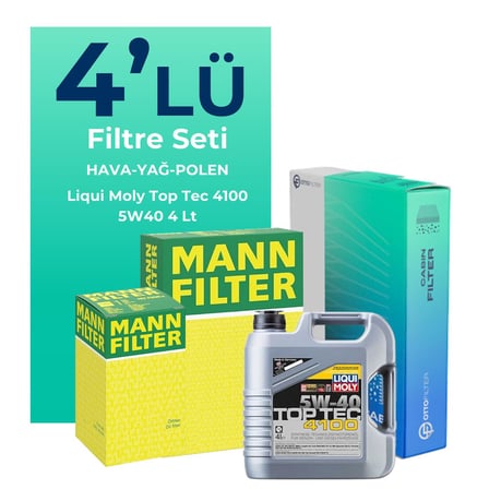 MANN Fiat Sedici 1.6 Benzin Filtre Bakım Seti Liqui Moly Motor Yağlı (2005-2009) 4 Lü