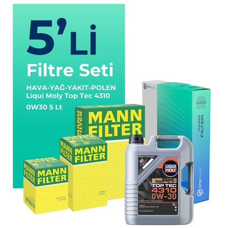 MANN Ford Fiesta 1.5 Dizel Filtre Bakım Seti Liqui Moly Motor Yağlı (2017-2020) 5 Li