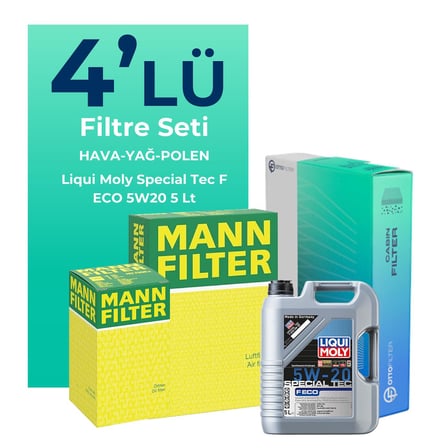 MANN Ford Kuga 1.5 Benzin Filtre Bakım Seti Liqui Moly Motor Yağlı (2013-2019) 4 Lü