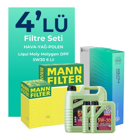 MANN Ford Connect 1.8 Dizel Filtre Bakım Seti Liqui Moly Motor Yağlı (2002-2013) 4 Lü