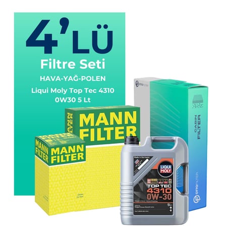 MANN Peugeot 308 1.6 BlueHDi Dizel Filtre Bakım Seti Liqui Moly Motor Yağlı (2014-2018) 4 Lü