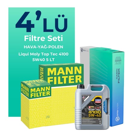 MANN Renault Megane 1.2 Benzin TCe Filtre Bakım Seti Liqui Moly Motor Yağlı (2016-2019) 4 Lü