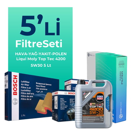 BOSCH Hyundai Tucson 1.6 Dizel Filtre Bakım Seti Liqui Moly Motor Yağlı (2018-2020) 5 Li