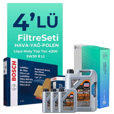 BOSCH Ford Ranger 2.0 Dizel Filtre Bakım Seti Liqui Moly Motor Yağlı (2022-2026) 4 Lü