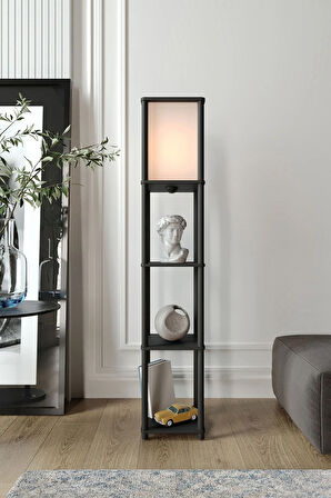 Ravilo Sakura Raflı Lambader Siyah, 1. Sınıf MDF ve PVC Başlık