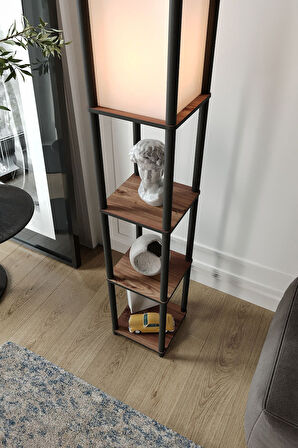 Ravilo Sakura Raflı Lambader Ceviz, 1. Sınıf MDF ve PVC Başlık