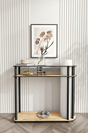 Ravilo Caprio Dresuar Dekoratif Raflı Lambader Meşe