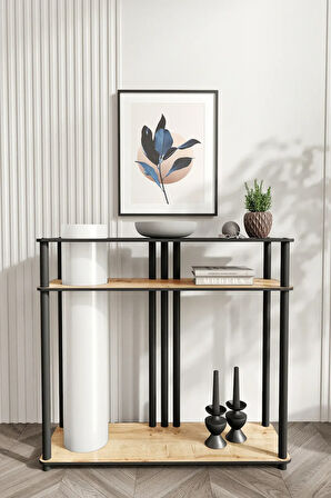 Ravilo Garcia Dresuar Dekoratif Raflı Lambader Meşe