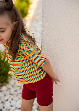 Çizgili T-shirt ve Bisikletçi Tayt