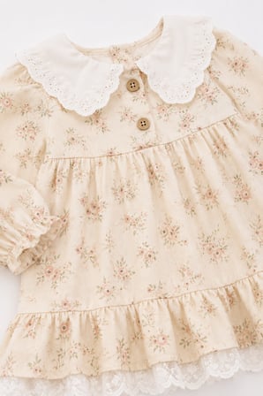 Kız Bebek Çiçekli Elbise Triko Hırka 2’li Takım 3027