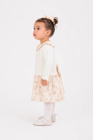 Kız Bebek Çiçek Desenli Müslin Triko Takımı 3028