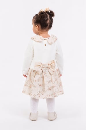 Kız Bebek Çiçek Desenli Müslin Triko Takımı 3028