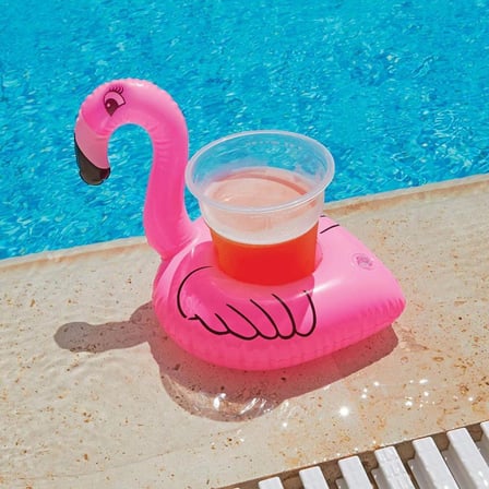 10 lu Set Pembe Flamingo Şişme Bardak Simidi İçecek Tutacağı