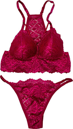 Kadın Sütyen Takımı Fuşya Desteksiz Bralette 
