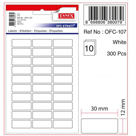 Tanex Etiket 10Lu Ofc-107 yapışkanlı - 2 adet