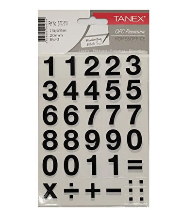 Tanex Rakamlar Stickers 2 Sayfa Stc-510 - 3 adet