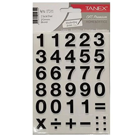 Tanex Rakamlar Etiketi 20Mm 2 Sayfa - 6 adet
