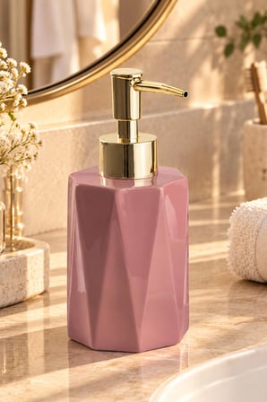 Porsima 3205 Seramik Sıvı Sabunluk - Tezgah Üstü Banyo Mutfak Lavabo Sabunluğu - 250 cc Pudra