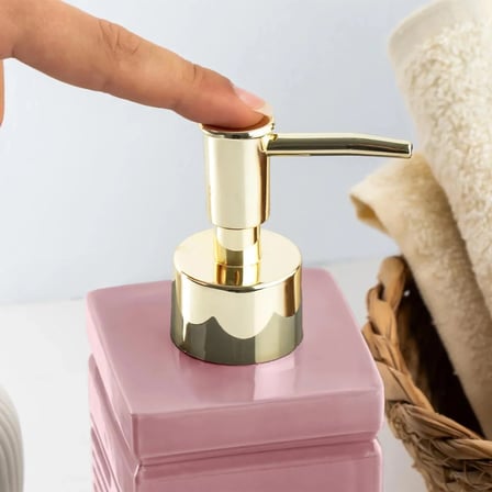 Porsima 3206 Seramik Sıvı Sabunluk - Tezgah Üstü Banyo Mutfak Lavabo Sabunluğu - 275 cc Pudra