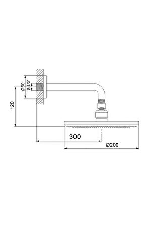 Newarc Abs Domino Duvardan Ayarlı Duş Başlığı 470515