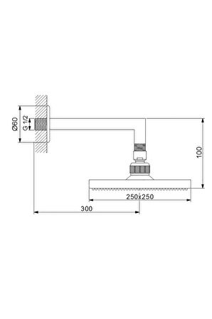 Newarc Corner Duvardan Ayarlı Duş Başlığı Krom Metal 470531