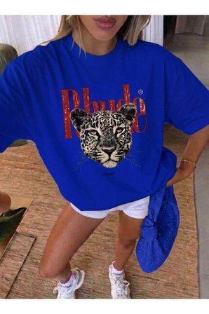 Unisex Rhude Leopar Baskılı Tasarım Tshirt