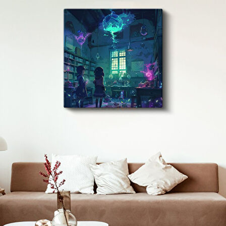 Büyü Laboratuvarı - Öğrenciler Anime Kanvas Tablo