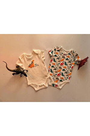 2'li Erkek Bebek Kısa Kol Zıbın Body 100%cotton 3çıtçıtlı Zarf Yakalı, Oeko-tex Class 1 Sertifikalı