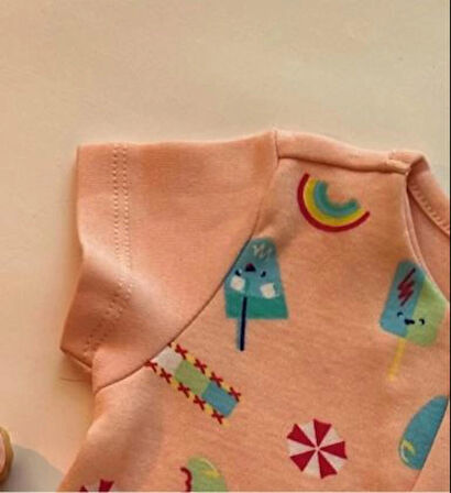 Kız Bebek Kısa Kol Şort Tulum Parçalı Romper 100% Cotton Çıtçıtlı