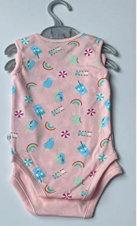  2'li Kız Bebek Atlet Zıbın Body 100% Cotton 3çıtçıtlı Zarf Yakalı