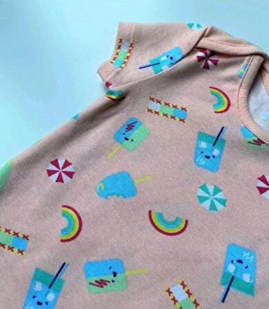 2'li Kız Bebek Kısa Kol Zıbın Body cotton 3çıtçıtlı Zarf Yakalı Oeko-tex Class 1 Sertifikalı