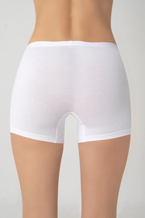 3'lü Kadın Beyaz Modal Boxer Rahat Esnek Dikişsiz Boxer Külot - 1006