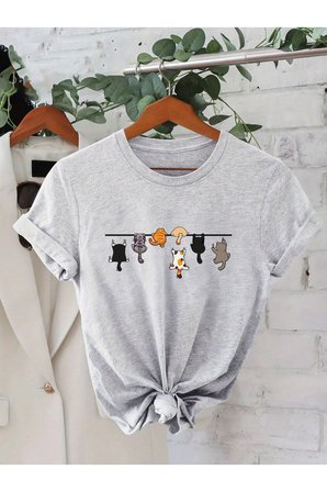 Unisex Yaramaz Kediler Baskılı Tasarım Tshirt