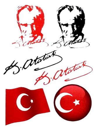 Sert Zemin Etiketi Atatürk Ve Bayrak 80X120Mm Sz-010 - 2 adet