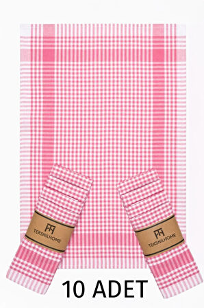 %100 Pamuk Fuşya,pembe Renkli Pötikareli 10 Adet Kurulama Bezi,beslenme Örtüsü,servis Peçetesi 40x60