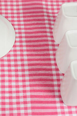 %100 Pamuk Fuşya,pembe Renkli Pötikareli 10 Adet Kurulama Bezi,beslenme Örtüsü,servis Peçetesi 40x60