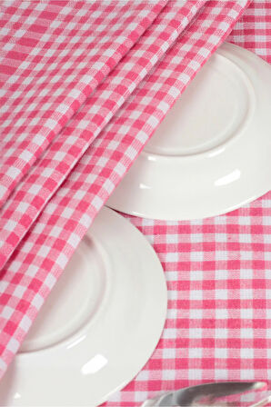 %100 Pamuk Fuşya,pembe Renkli Pötikareli 10 Adet Kurulama Bezi,beslenme Örtüsü,servis Peçetesi 40x60