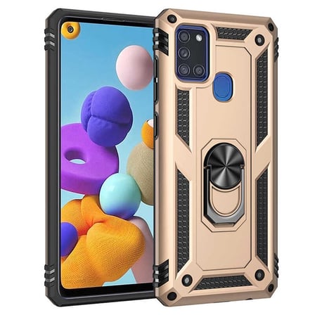 Galaxy A21S Kılıf Zore Vega Yüzüklü Standlı Zırh Kılıf